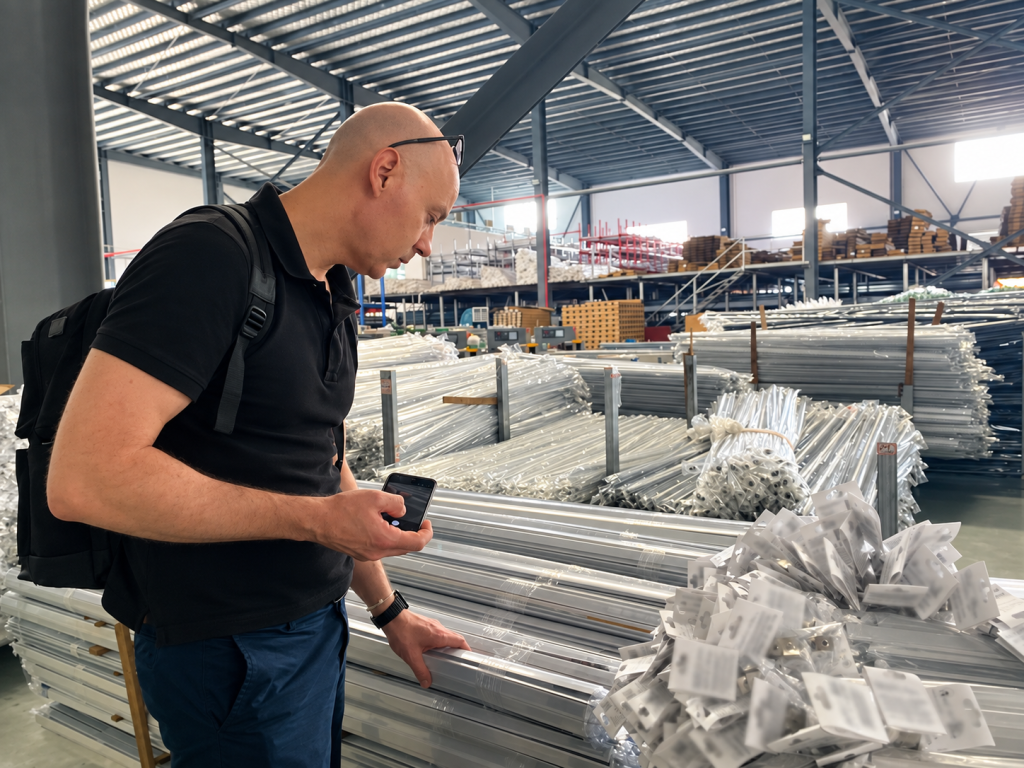 Inspección de perfiles de aluminio para tiras LED en China